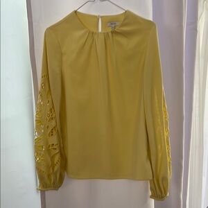 Reiss Yellow Blouse with Cut-Out Sleeves 6